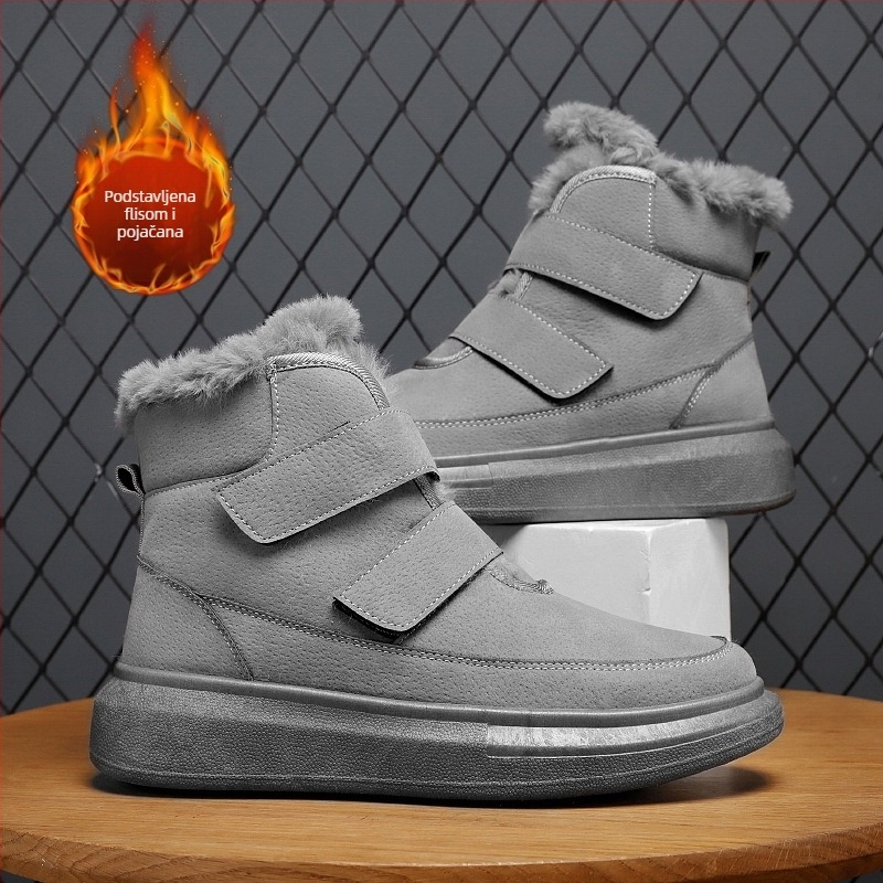 Muške visoke čizme za snijeg sa zatvaranjem na Velcro, unutarnje od flisa, protivklizni gumeni potplat, zimska upotreba