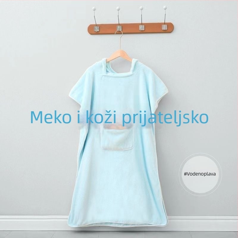 Odrasli kapuljačasti ručnik-haljina za kupanje - nosivi coral fleece, upijajući, brzo sušenje, poliester vlakno