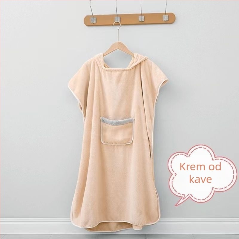 Odrasli kapuljačasti ručnik-haljina za kupanje - nosivi coral fleece, upijajući, brzo sušenje, poliester vlakno