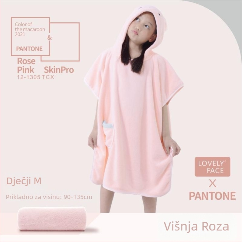 Odrasli kapuljačasti ručnik-haljina za kupanje - nosivi coral fleece, upijajući, brzo sušenje, poliester vlakno