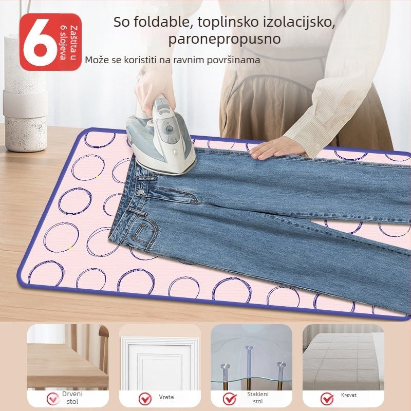 Toplotno otporna izolacijska podložka za peglanje, sklopiva, poliesterska, kućna upotreba