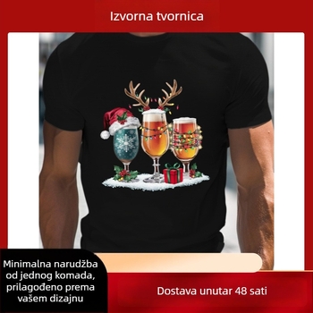 HOOK ON YOU Muški pamučni T-shirt s okruglim izrezom, kratkih rukava, slobodan kroj, otisak, ljeto 2024
