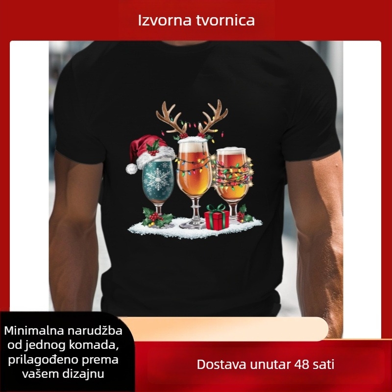 HOOK ON YOU Muški pamučni T-shirt s okruglim izrezom, kratkih rukava, slobodan kroj, otisak, ljeto 2024