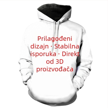 Hoodie s 3D digitalnim printom, 3D patch džep, euro-američki stil, poliester 96%+