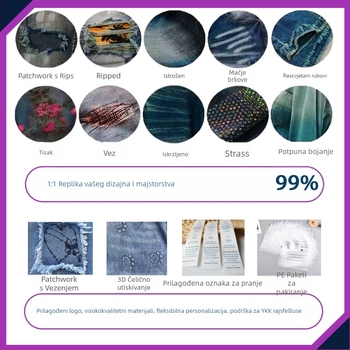 Ženska traper jakna, slim fit, dugi rukavi, glavni materijal 81-90% pamuk, podstava od acetat vlakna 10-29%, dužina 50-65 cm