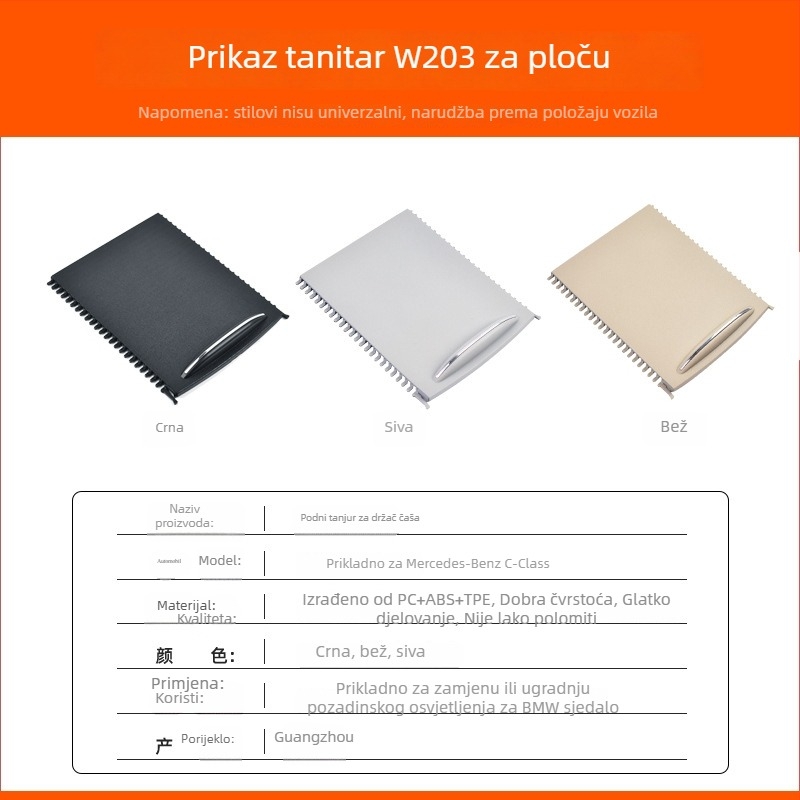 Auto dijelovi – Poklopac držača čaša u središnjoj konzoli za Mercedes-Benz C-Klasa W203 (C260/C280); Model W203, Materijal PC+ABS+TPE, Marka SD