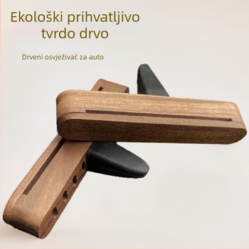 Drveni automobilski difuzor s klipom za izlaz zraka, otvorenim poklopcem i graviranim logotipom; materijal: drvo; trajanje isparavanja više od 90 dana