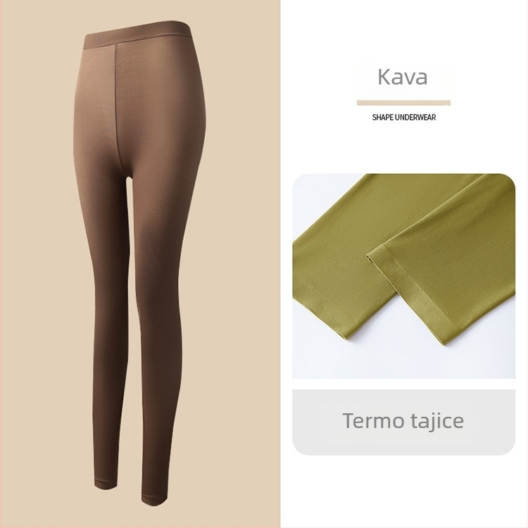 Ženski ultra-tanki bezšavni grijani termalni set — top s dugim rukavom i dugačke hlače; antistatikan, oblikovanje tijela, hidratacija hijaluronskom kiselinom; materijal: najlon-spandeks (80–90% spandex).