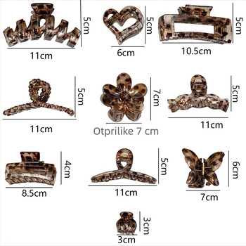 Kose klipse s leopard printom, gripper mehanizam, plastične ukosnice Qiyi, za žene