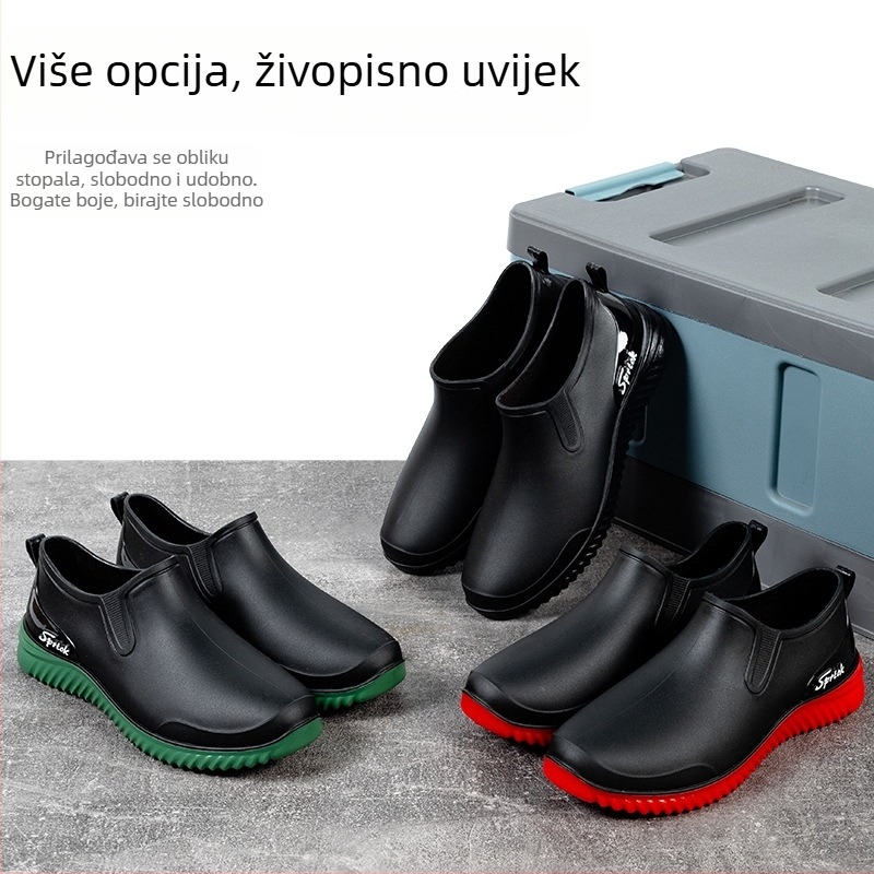 Muške niske čizme za kišu s PVC gornjim dijelom, plastičnom potplatom, protuklizne i otporne na habanje, za četiri sezone
