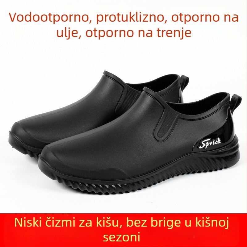 Muške niske čizme za kišu s PVC gornjim dijelom, plastičnom potplatom, protuklizne i otporne na habanje, za četiri sezone