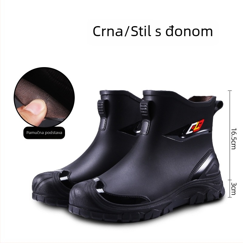 Muške PVC čizme za kišu s umjetnim krznom, EVA ulošak, unutrašnjost mrežasta, anti-slip, tople, otporne na habanje, za sve sezone