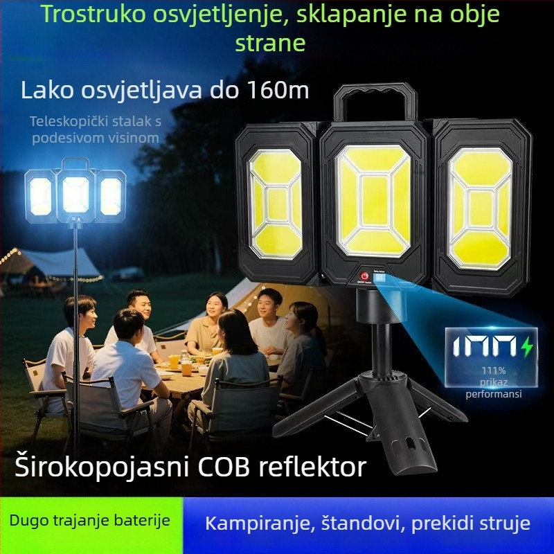 Kamping svjetiljka s COB LED, IP44, 3.7V, radno vrijeme 6–12 sati, model Td-2337lyd