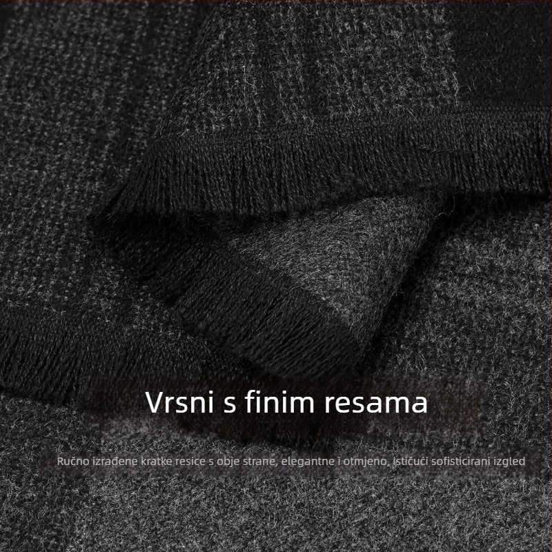 Muški zimski šal od viskoznoga vlakna, karirani uzorak, srednja duljina, debeli za toplinu, zima 2025