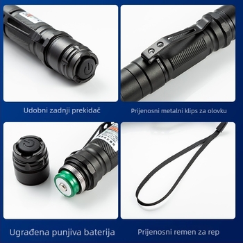 Que Chuang laserski pokazivač, baterijska svjetiljka, infracrveni zrak, dugačak domet, 18650 baterija