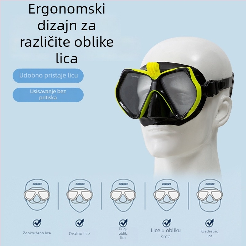 Profesionalni set maska za ronjenje i šnorkla – silikon rub, PC okvir, kaljeno staklo, suhi snorkel