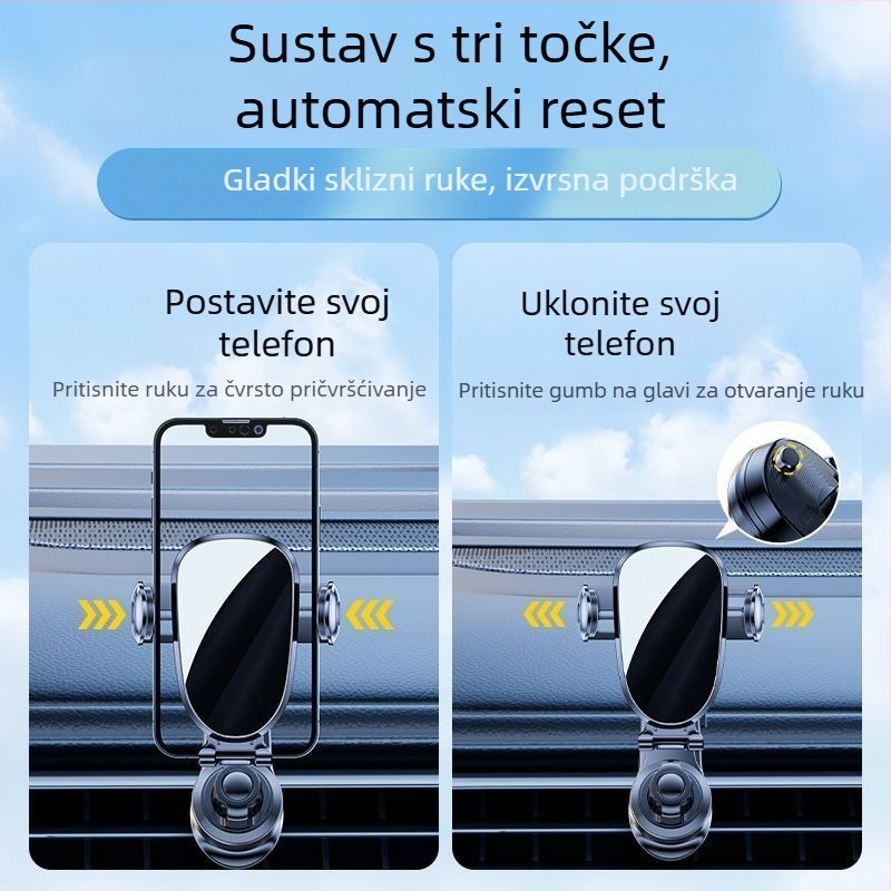 Univerzalni držač za telefon u automobilu za otvor za ventilaciju, s anti-vibracijskom stabilizacijom, vodoravni prikaz, tiho, novi navigacijski držač