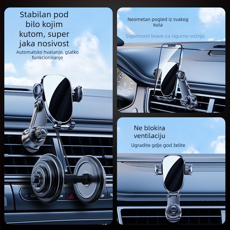 Univerzalni držač za telefon u automobilu za otvor za ventilaciju, s anti-vibracijskom stabilizacijom, vodoravni prikaz, tiho, novi navigacijski držač