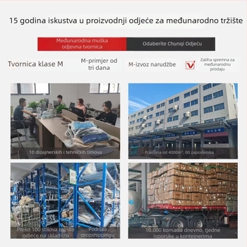 Duks s stojećim ovratnikom, zatvaračem sprijeda, prugasti dizajn kolaža, dugi rukavi, slobodan kroj