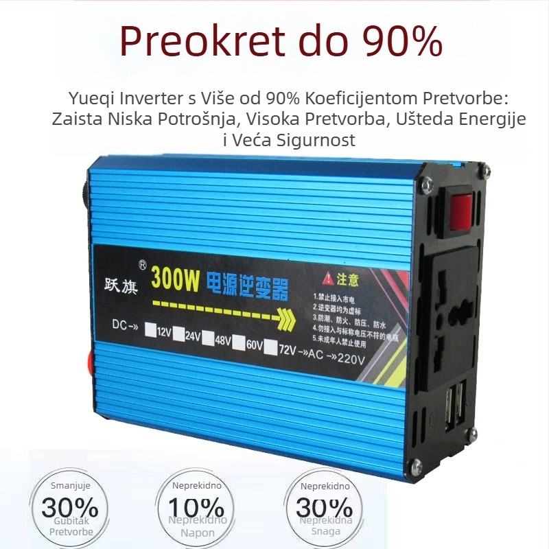 Inverter 12/24V na 220V, 300W, čista sinusoidna valna, za automobil, kamion i kućnu upotrebu