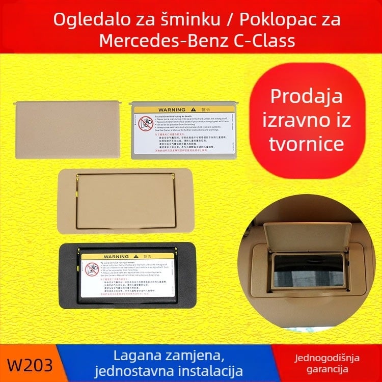Oukachi kozmetičko ogledalo za prednju sunčevu viziru Mercedes-Benz C klase W203, plastični poklopac