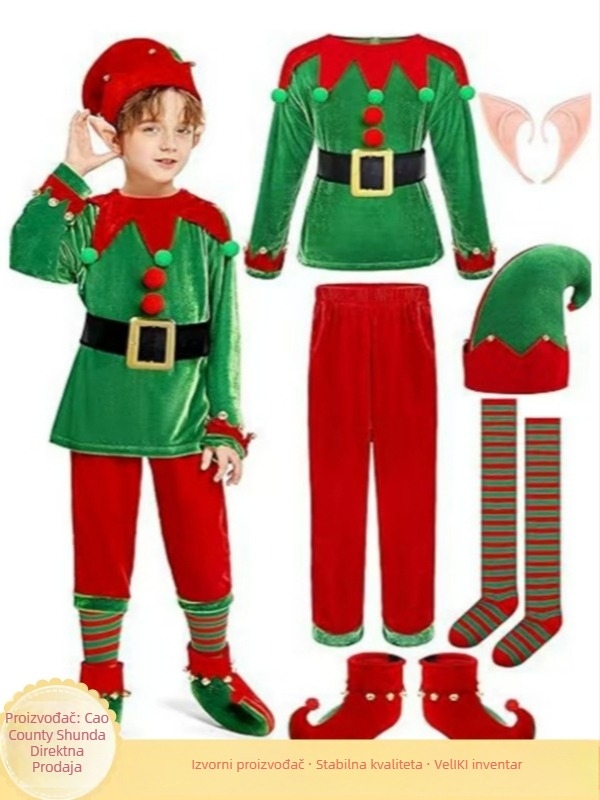 Dječji elf kostim za cosplay, poliester tkanina, dobna skupina 3–8 godina, ljeto 2025, sladak modni stil