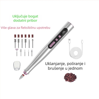 Bežični električni polirka noktiju, prijenosni manikurni brusilj s digitalnim zaslonom, komplet za kućnu upotrebu