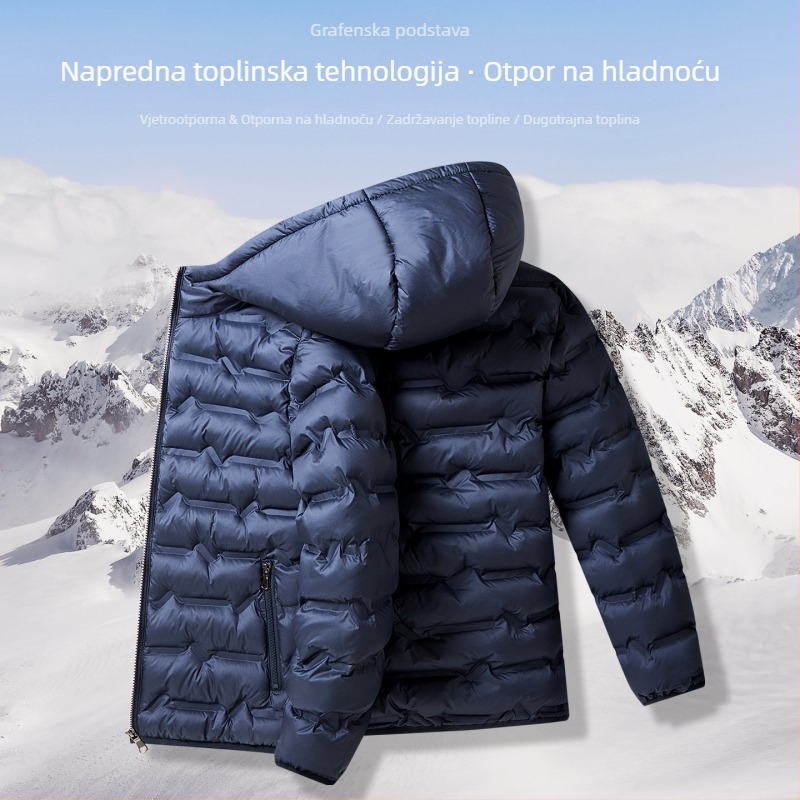 Dječji kaput s grafen tehnologijom, kapuljača, zimski, s debelim poliester punjenjem