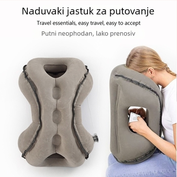 Naduvavajući putni jastuk sflokiranom površinom, ekološki PVC, debljina 0,4 mm, težina 0,5 kg, model 2310031, brenda KX