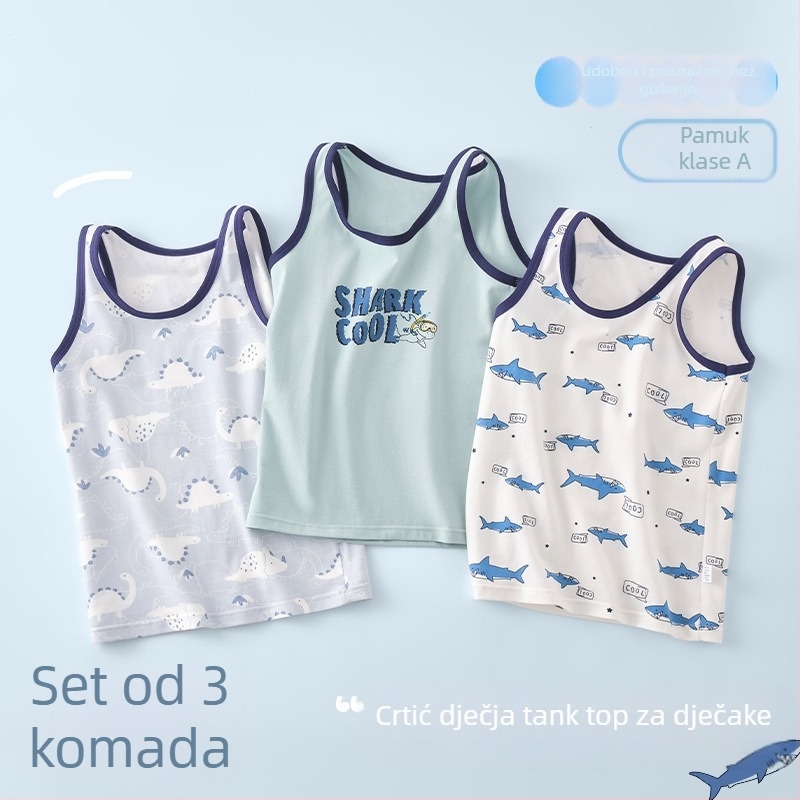 Dječja bezrukav pamuk majica, casual stil, okrugli izrez, 95% pamuk, uzrast 3–8 godina (100–140 cm)