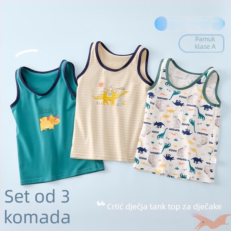 Dječja bezrukav pamuk majica, casual stil, okrugli izrez, 95% pamuk, uzrast 3–8 godina (100–140 cm)