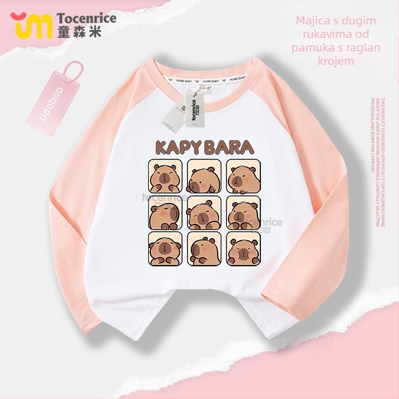 Dječje pamučno majica s dugim rukavima, Casual, s crtić motivom, Jesen 2024, Unisex, za djecu stariju od 8 godina