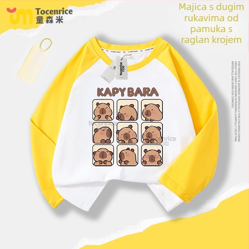 Dječje pamučno majica s dugim rukavima, Casual, s crtić motivom, Jesen 2024, Unisex, za djecu stariju od 8 godina