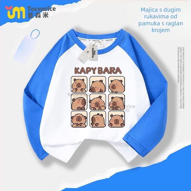 Dječje pamučno majica s dugim rukavima, Casual, s crtić motivom, Jesen 2024, Unisex, za djecu stariju od 8 godina