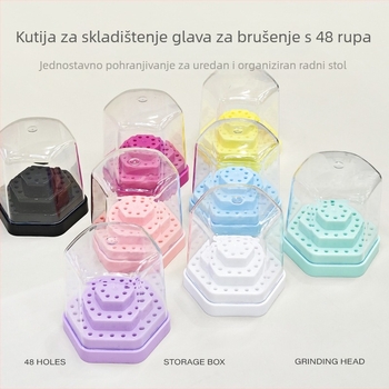 Šesterokutna kutija za pohranu i prikaz 48 rupa za vrhove za nokte