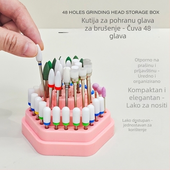 Šesterokutna kutija za pohranu i prikaz 48 rupa za vrhove za nokte