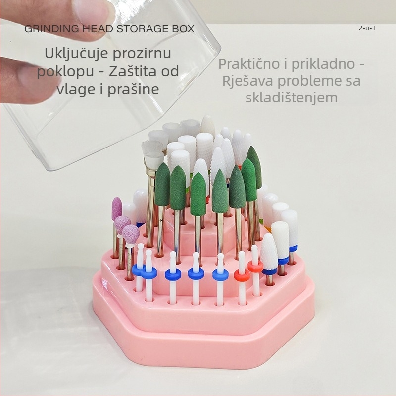 Šesterokutna kutija za pohranu i prikaz 48 rupa za vrhove za nokte