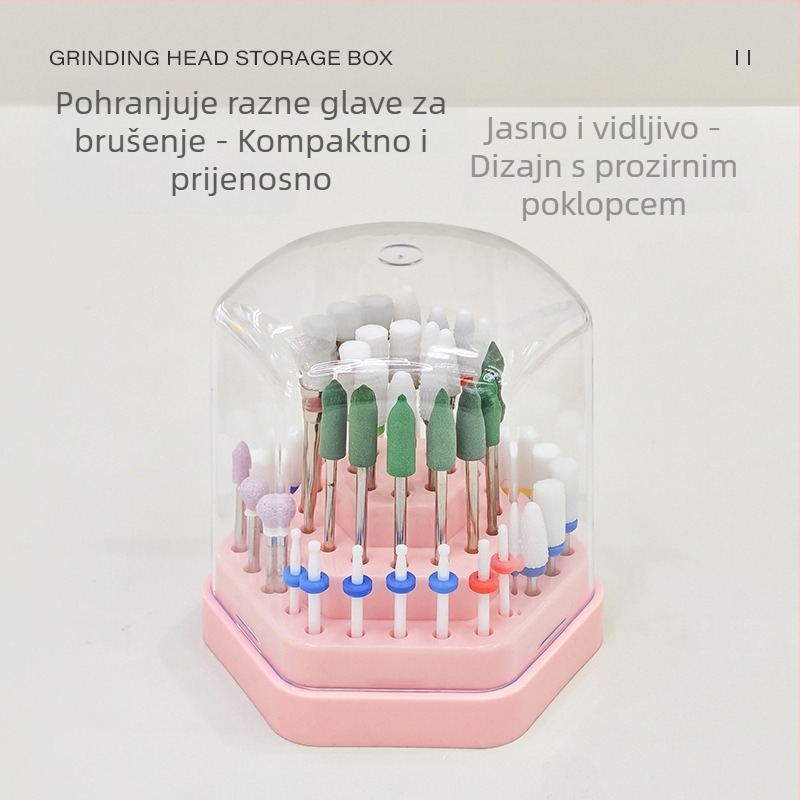 Šesterokutna kutija za pohranu i prikaz 48 rupa za vrhove za nokte