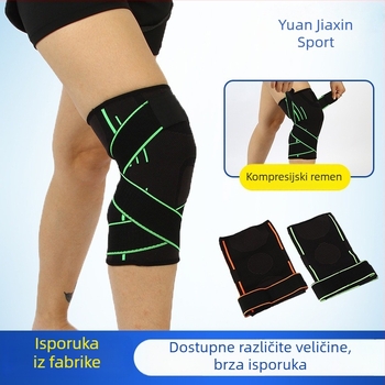 Sportske kompresijske koljene štitnike s podesivim remenom za outdoor vožnju bicikla (Glavni materijal: najlon, spandeks, lateks, svila; Zaštitni dijelovi: koljeno; Bruto težina: ispod 100 g; Kategorija: koljena štitnici; Tip specifikacije: normalan)