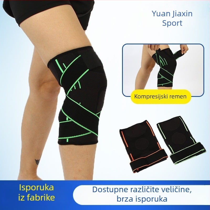 Sportske kompresijske koljene štitnike s podesivim remenom za outdoor vožnju bicikla (Glavni materijal: najlon, spandeks, lateks, svila; Zaštitni dijelovi: koljeno; Bruto težina: ispod 100 g; Kategorija: koljena štitnici; Tip specifikacije: normalan)