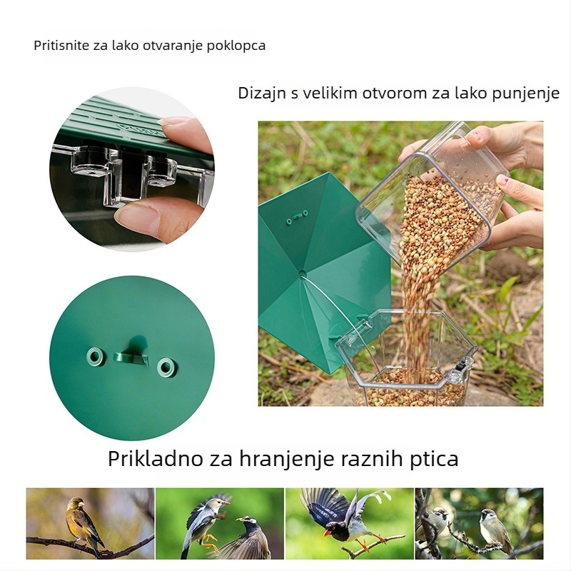 Tuomei hranilica za ptice – plastična, vanjska viseća, za ptice