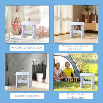 OUNINBEAR Dječji stojeći umivaonik za trening pranja ruku, lica i četkanja zuba — PP plastika; ispis logotipa; prilagodba; licencirana privatna oznaka