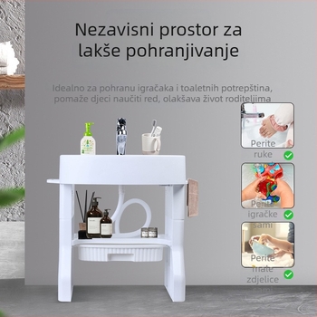 OUNINBEAR Dječji stojeći umivaonik za trening pranja ruku, lica i četkanja zuba — PP plastika; ispis logotipa; prilagodba; licencirana privatna oznaka