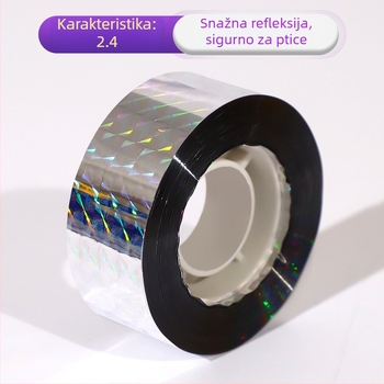Lenta za odvracanje ptica za vrtlarstvo – lasersko reflektirajuća, PET materijal, spojna žica ili užad, za polja i voćnjake