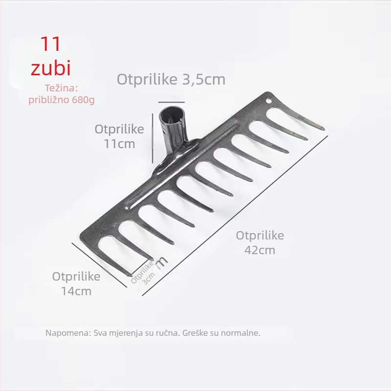 Celokovinske tvrdo kaljene integrirane plosnate grablje za prozračivanje tla