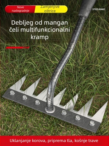 Grabljica za korov od manganskog čelika – višenamjenska vrtna motika za uklanjanje korova i sadnju povrća, petodijelni dizajn, labljenje tla