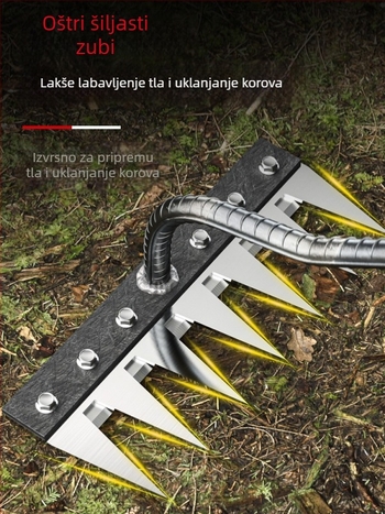 Grabljica za korov od manganskog čelika – višenamjenska vrtna motika za uklanjanje korova i sadnju povrća, petodijelni dizajn, labljenje tla