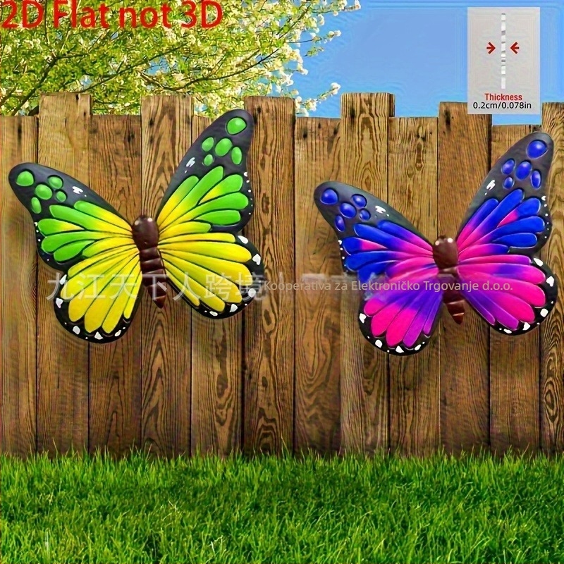 Drvena zidna naljepnica za vrt sa suncem i leptirima – plošna zidna naljepnica, 1 komad, dekorativno