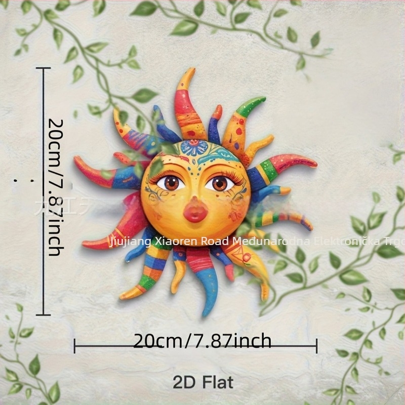 Drvena zidna naljepnica za vrt sa suncem i leptirima – plošna zidna naljepnica, 1 komad, dekorativno