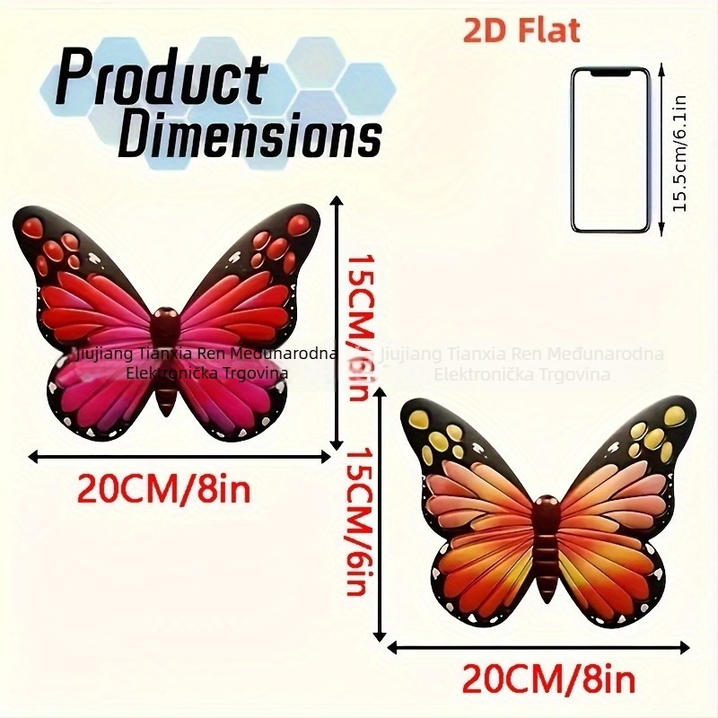 Drvena zidna naljepnica za vrt sa suncem i leptirima – plošna zidna naljepnica, 1 komad, dekorativno